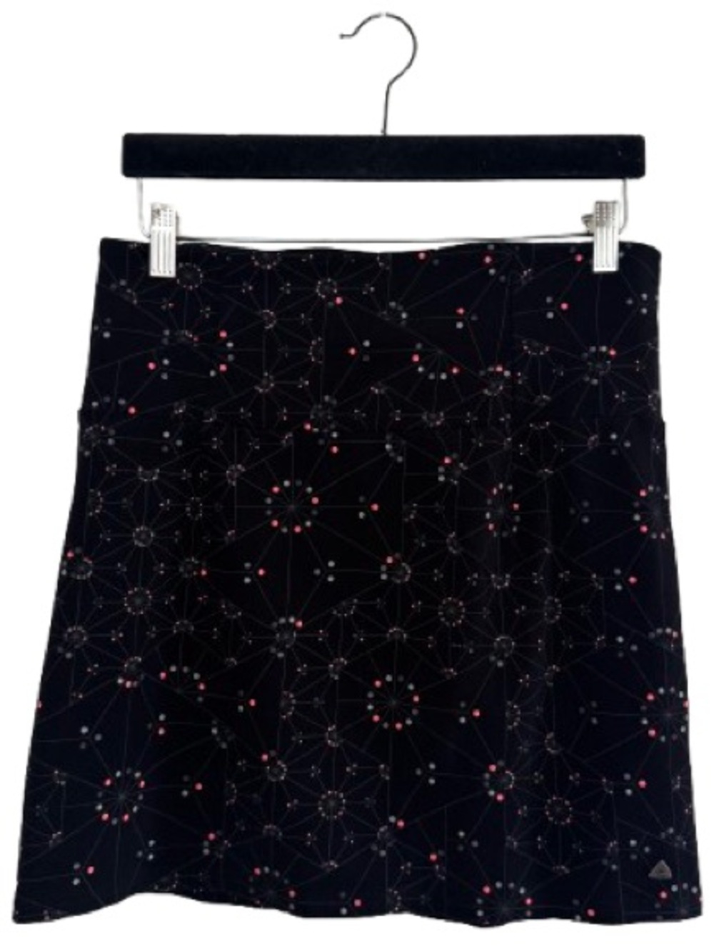 Skunkfunk Black Mini Skirt Stretch Abstract Futuristic Pattern